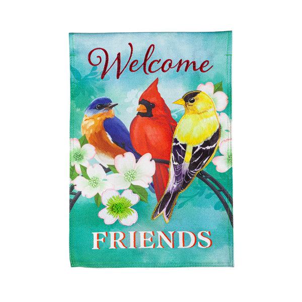 plow & hearth Welcome Friends Burlap Garden Flag
