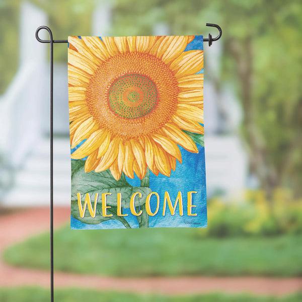 plow & hearth Welcome Sunflower Suede Garden Flag