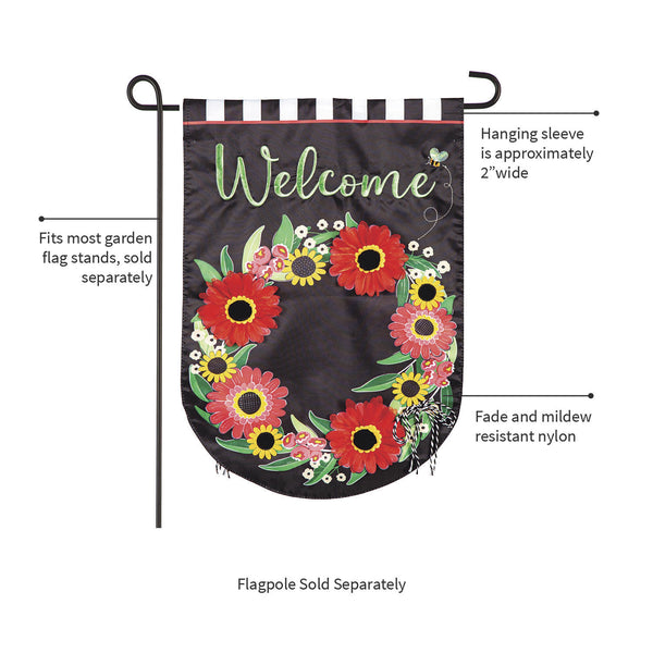 Plow & Hearth Welcome Wreath Applique Garden Flag