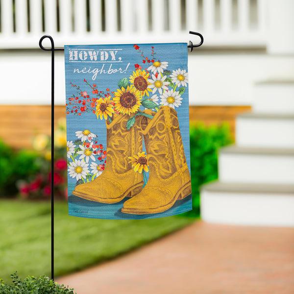 plow & hearth Western Boots Suede Garden Flag