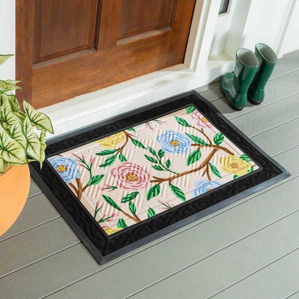 Plow & Hearth What She Shed Floral Embossed Mat