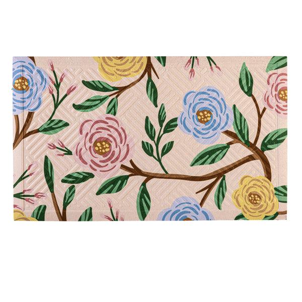 plow & hearth What She Shed Floral Embossed Mat