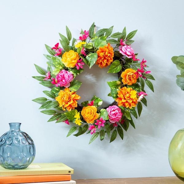 plow & hearth What She Shed Wreath Summer Brights 20"