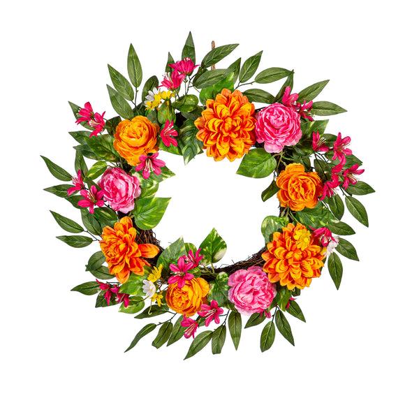 Plow & Hearth What She Shed Wreath Summer Brights 20"