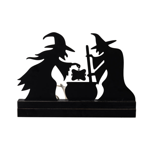 Plow & Hearth Witch Wood And Metal Table Sign 10"H