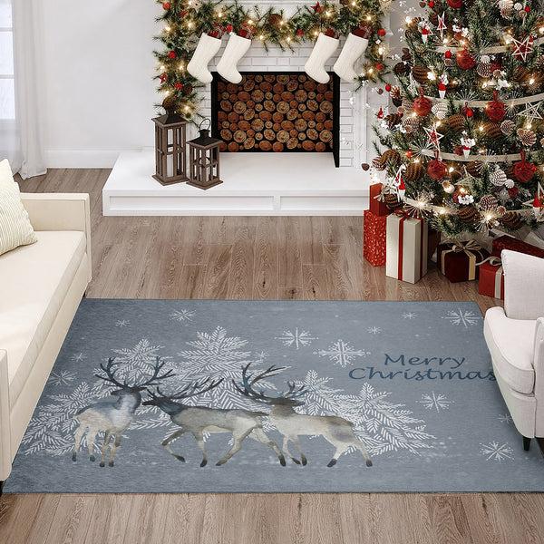 Plow & Hearth Wonderland Grey Polyester Area Rug