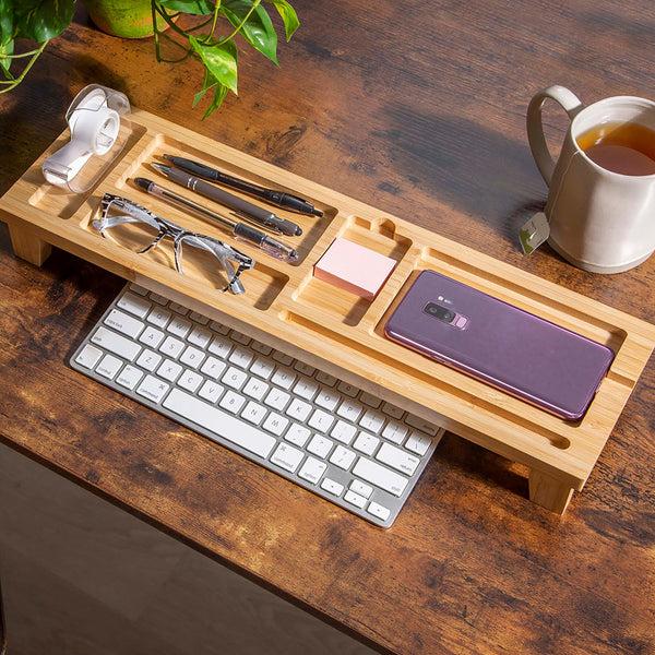 plow & hearth Wood Over the Keyboard Desk Organizer