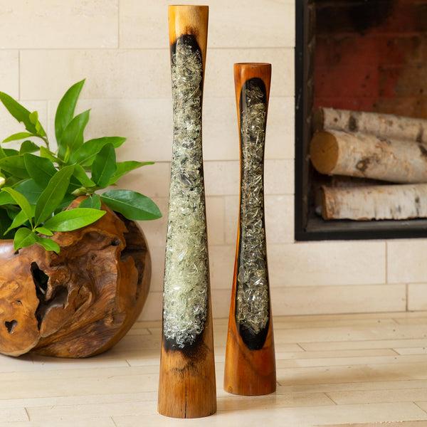 Plow & Hearth WOOD & RESIN VASE SM