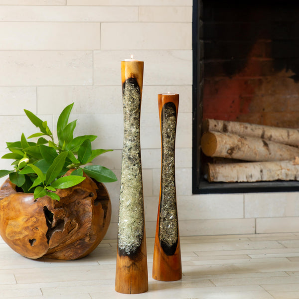 plow & hearth WOOD & RESIN VASE SM