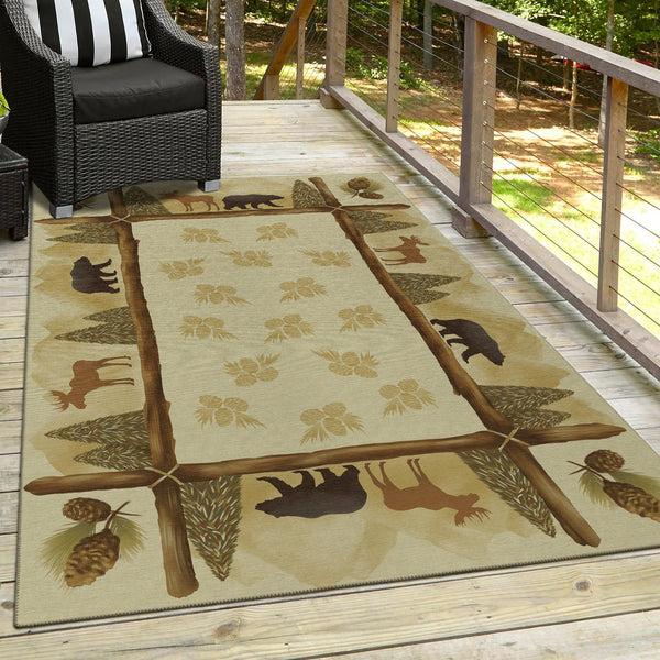 Plow & Hearth Woodland Excursion Block Polyester Rug