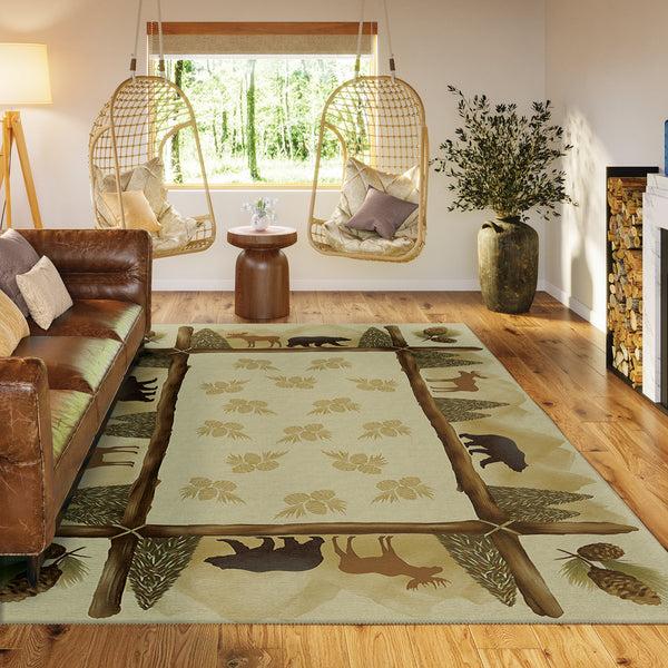 plow & hearth Woodland Excursion Block Polyester Rug