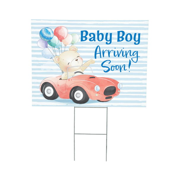 Plow & Hearth Yard Sign Bear Baby Boy Arriving Soon