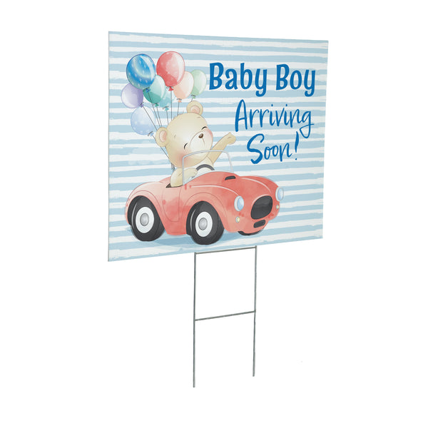 Plow & Hearth Yard Sign Bear Baby Boy Arriving Soon