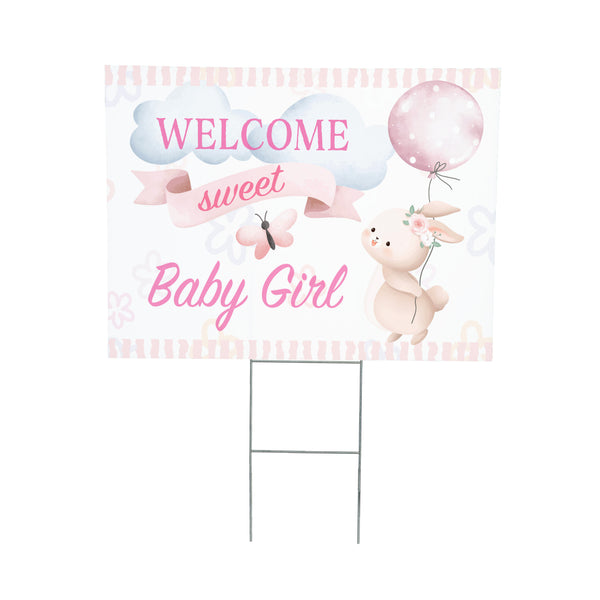 Plow & Hearth Yard Sign Bunny Welcome Baby Girl