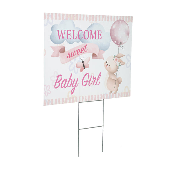 Plow & Hearth Yard Sign Bunny Welcome Baby Girl
