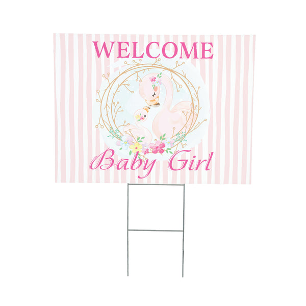 Plow & Hearth Yard Sign Flamingo Welcome Baby Girl