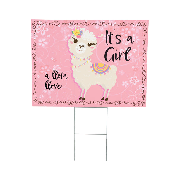 Plow & Hearth Yard Sign It's A Girl Baby Alpaca
