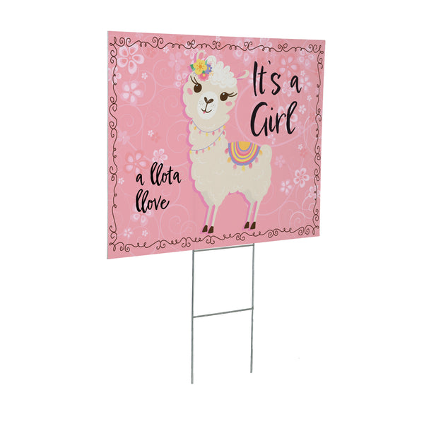 Plow & Hearth Yard Sign It's A Girl Baby Alpaca