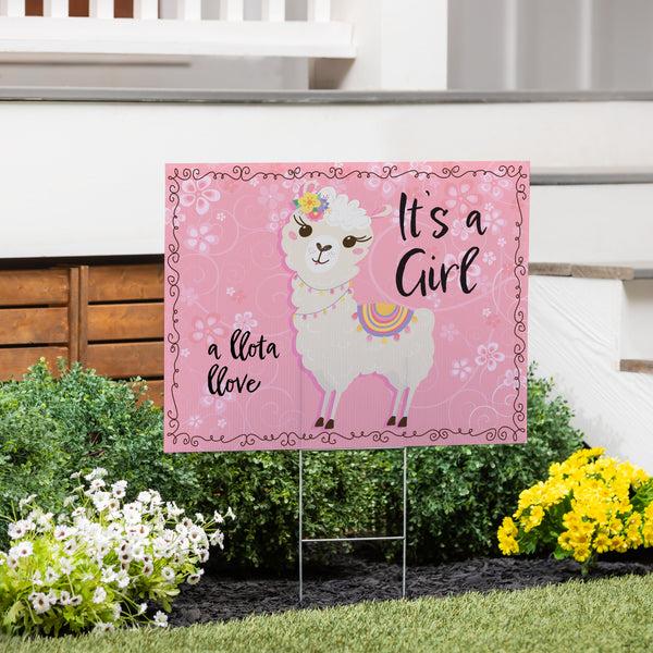 plow & hearth Yard Sign It's a Girl Baby Alpaca