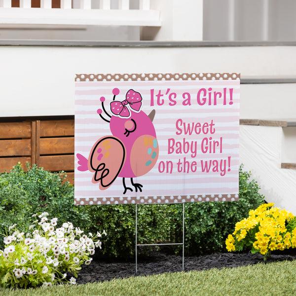 plow & hearth Yard Sign Sweet Baby Girl on the way