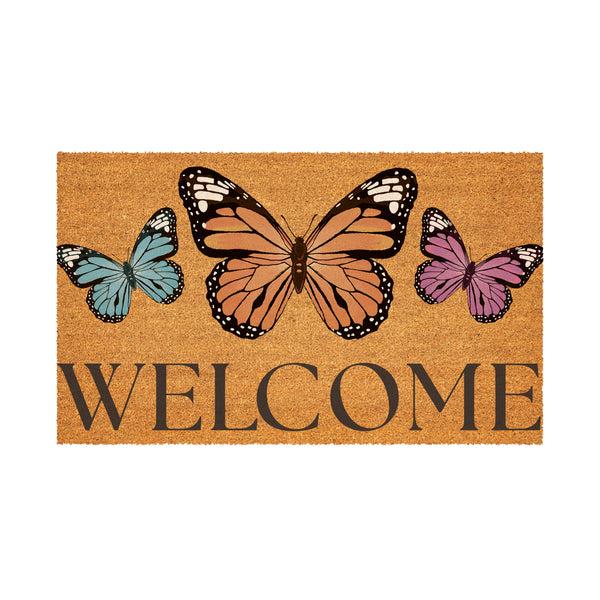 Plow & Hearth Pollinator Garden Butterfly Family Coir Mat 30"x18"