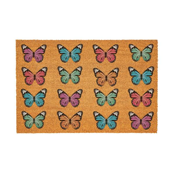 plow & hearth Pollinator Garden Butterfly Family Coir Mat 36"x24"