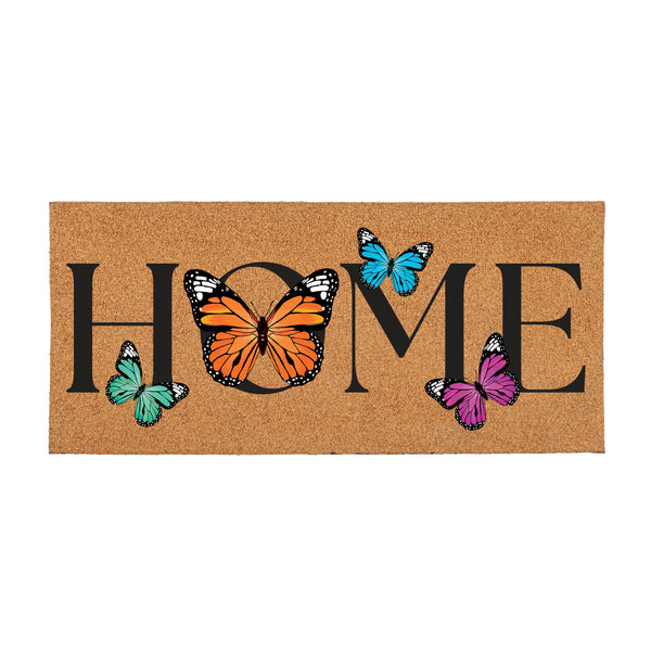 Plow & Hearth Pollinator Garden Butterfly Family Flocked Coir Sassafras Switch Mat 22"x10"