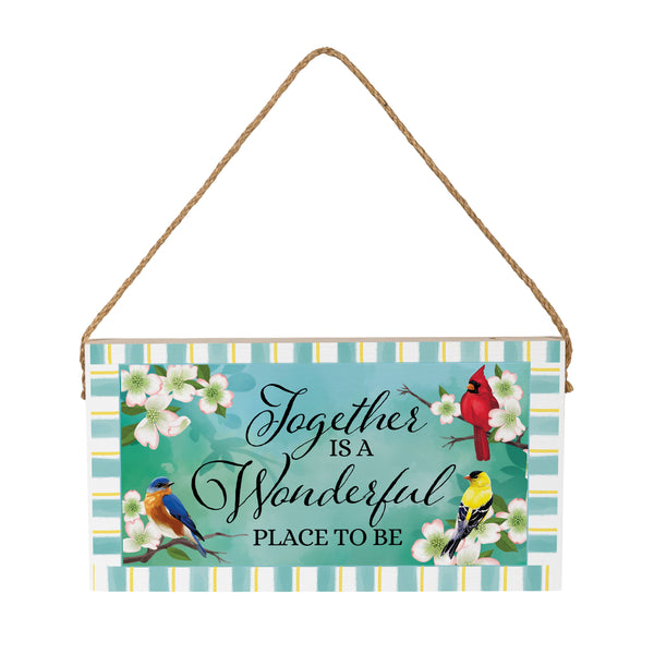 Plow & Hearth Pollinator Garden Decor Hanging Sign Birds 11" L X 6" H