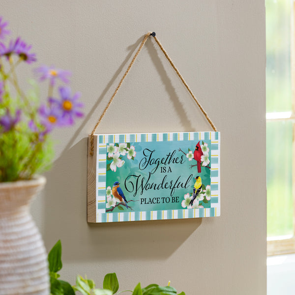 plow & hearth Pollinator Garden Decor Hanging Sign Birds 11" L x 6" H