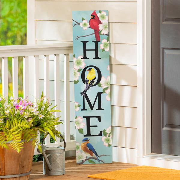 Plow & Hearth Pollinator Garden Decor Porch Leaner Birds 10.75" L X 46" H