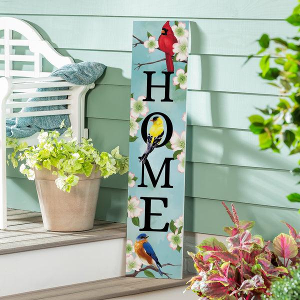 plow & hearth Pollinator Garden Decor Porch Leaner Birds 10.75" L x 46" H