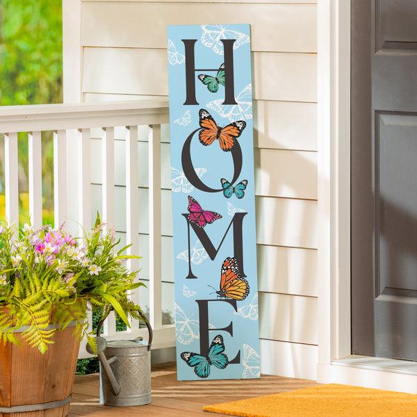 plow & hearth Pollinator Garden Decor Porch Leaner "HOME" 10.75" L x 46" H