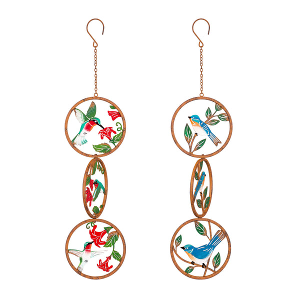 Plow & Hearth Pollinator Garden Décor Rustic Friends Hand Painted Outdoor Hanging Decor Set Of 2