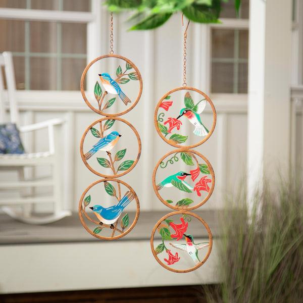 plow & hearth Pollinator Garden Décor Rustic Friends Hand Painted Outdoor Hanging Decor Set of 2