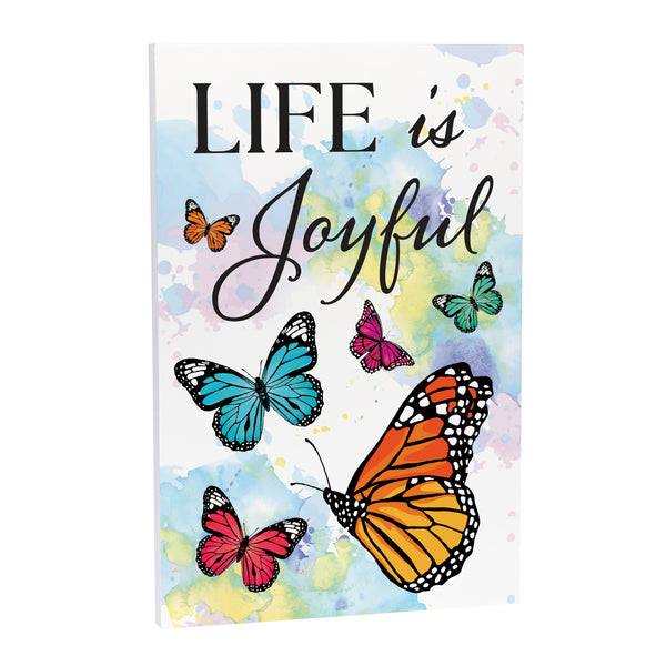 Plow & Hearth Pollinator Garden Indoor Wall Decor Life Is Joyful 16" L X 24" H