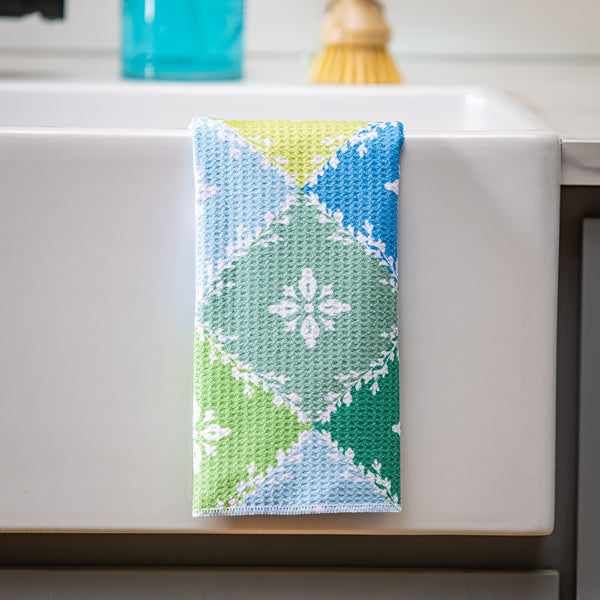 Plow & Hearth Pollinator Garden Kitchen Towel Quick Dry Waffle Weave Double-Sided Gardening 30"L X 18"W