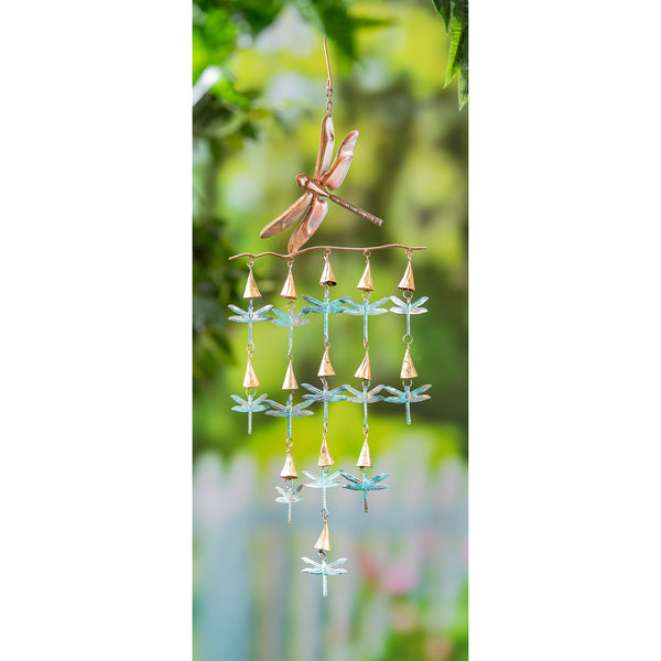 plow & hearth Pollinator Garden Mobile Dragonfly Metal Outdoor Hanging Mobile