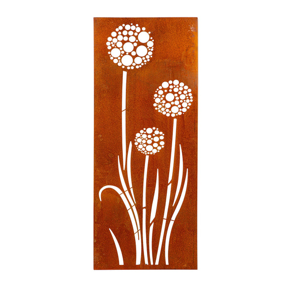 Plow & Hearth Pollinator Garden Outdoor Wall Décor LED Laser Cut Metal Dandelions 15" L X 40" H