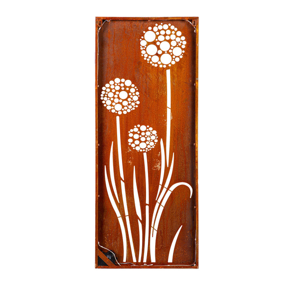 Plow & Hearth Pollinator Garden Outdoor Wall Décor LED Laser Cut Metal Dandelions 15" L X 40" H