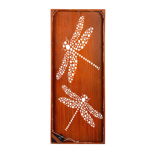 Plow & Hearth Pollinator Garden Outdoor Wall Décor LED Laser Cut Metal Dragonfly 15" L X 40" H