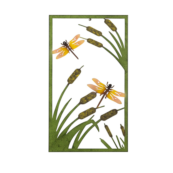 Plow & Hearth Pollinator Garden Outdoor Wall Decor Metal Dragonfly Garden Laser-Cut Wall Art