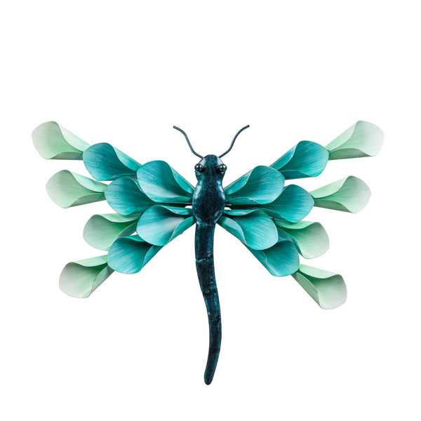 Plow & Hearth Pollinator Garden Outdoor Wall Decor Metal Petal Dragonfly Wall Art