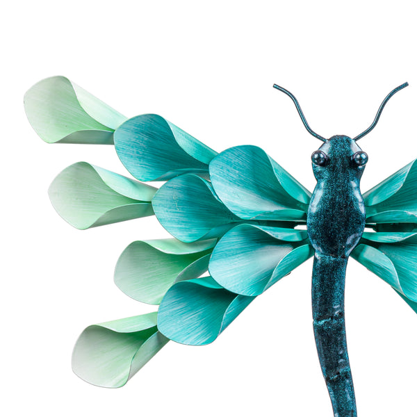 Plow & Hearth Pollinator Garden Outdoor Wall Decor Metal Petal Dragonfly Wall Art