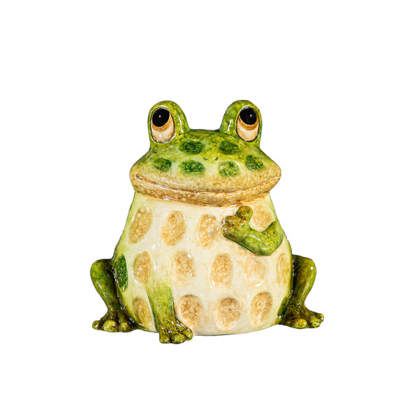 Plow & Hearth Pollinator Garden Statue Ceramic Frog Family Statue Set Of 3 7"H