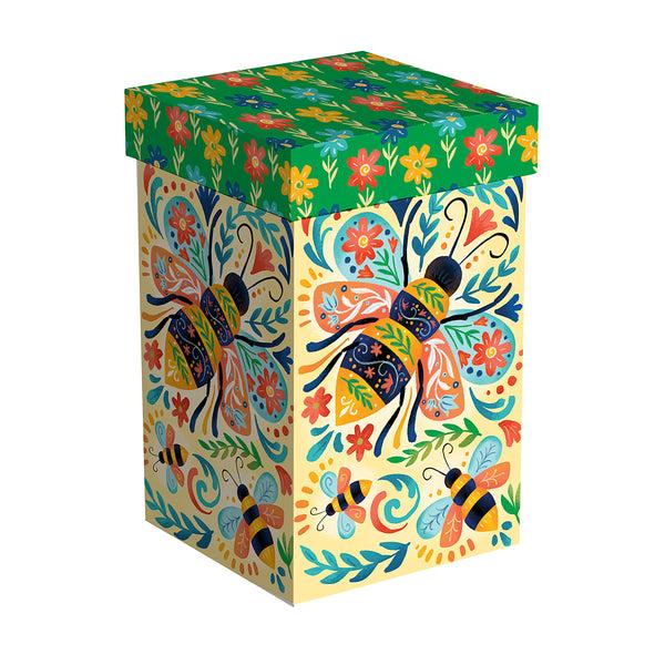 Plow & Hearth Pollinator Garden Travel Cup Ceramic Perfect Cup Floral Bee 17oz Gift Box