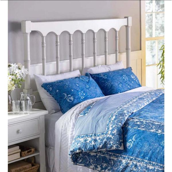 Plow & Hearth Porcelain Rose Blue Floral Reversible Bedding King Duvet