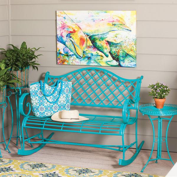 plow & hearth Powder-Coated Indoor/OutdoorTurquoise Metal Rocker