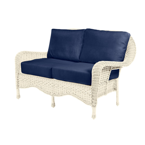 Plow & Hearth Prospect Hill Outdoor Wicker Deep Seating Love Seat With Cushions