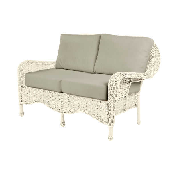 Plow & Hearth Prospect Hill Outdoor Wicker Deep Seating Love Seat With Cushions