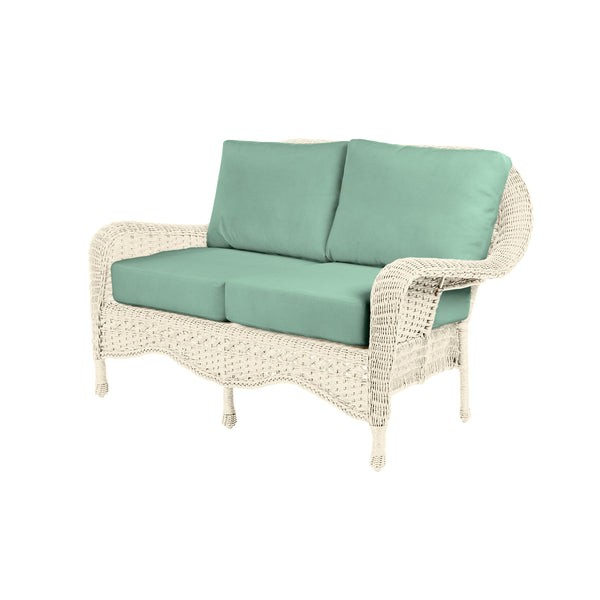 Plow & Hearth Prospect Hill Outdoor Wicker Deep Seating Love Seat With Cushions